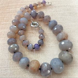 Purple faceted gemstone necklace -18.5”
